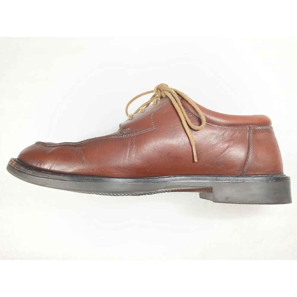 Johnston & Murphy Brown Leather Derby 9.5W Cognac Lace Up Dress Shoes